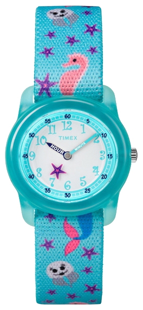 Наручные часы детские Timex Kids, цвет: бирюзовый. TW7C13700BM8434-58AE Наручные часы детские Timex Kids, цвет: бирюзовый. TW7C13700BM8434-58AEКорпус 28 мм из полупрозрачной пластмассы голубого цвета, нейлоновый легкорегулируемый ремешок с принтом голубого цвета, аналоговый циферблат белого цвета, арабские цифры, акриловое стекло, водозащита 3 АТМ