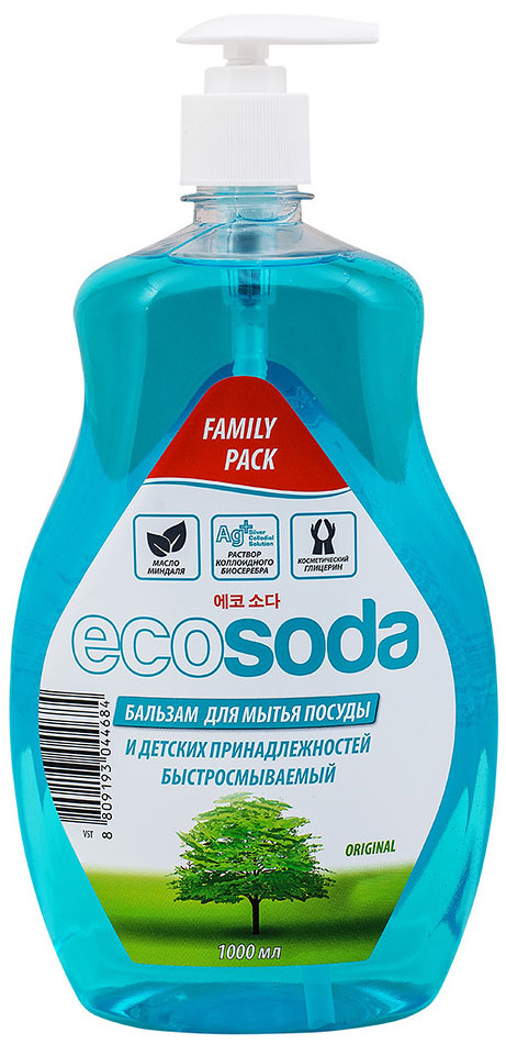 Бальзам для мытья посуды и детских принадлежностей EcoSoda Original, быстросмываемый, 1 л00001rs Бальзам для мытья посуды и детских принадлежностей EcoSoda Original, быстросмываемый, 1 л00001rsСодержит мягкие очищающие компоненты, натуральную соду и минералы, которые легко удаляют жир даже в холодной воде. Масло миндаля и косметический глицерин обеспечивают смягчающий эффект для кожи рук.