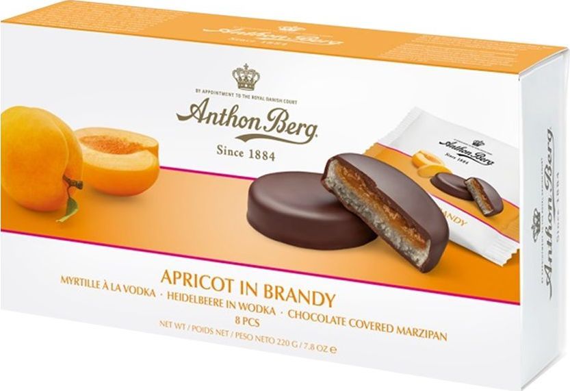 Anthon Berg шоколадные конфеты с марципаном вишня в роме, 220 г0120710 Anthon Berg шоколадные конфеты с марципаном вишня в роме, 220 г0120710Шоколадные конфеты с марципаном Антон Берг Абрикос в бренди представляет собой диск с начинкой из нежнейшего марципана и джема с привкусом алкоголя, покрытый шоколадом. Каждый диск имеет индивидуальную обертку. В линейке 6 вкусов с различными наполнителями. Идеально подходит для неформального подарка. Прекрасное дополнение к чашке кофе или чая. Белки: 7 г, углеводы: 49 г, жиры: 23 г.