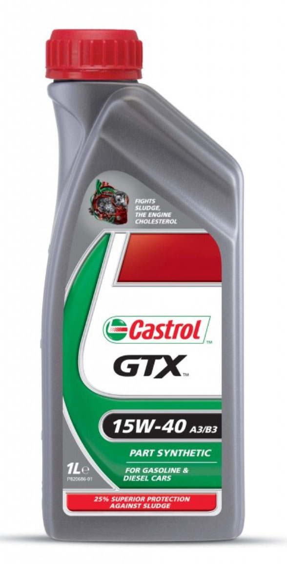 Моторное масло Castrol GTX 15W-40 A3/B3, минеральное, 1 лS03301004 Моторное масло Castrol GTX 15W-40 A3/B3, минеральное, 1 лS03301004Castrol GTX 15W-40 A3/B3 — минеральное моторное масло для бензиновых и дизельных двигателей, одно из самых популярных моторных масел в мире. Подходит для автомобилей иностранного и отечественного производства. Это больше, чем просто масло. Это комплекс технических решений и технологий, ежедневно защищающий ваш двигатель от негативных воздействий, в частности, от образования шлама.Тяжёлые условия эксплуатации автомобиля, такие как частая работа двигателя в режимах остановка — движение / стоп — старт, суровый климат и увеличенные интервалы замены масла, могут приводить к образованию густых смолистых отложений, которые называются шламами. Накопление шлама в вашем двигателе может привести к ухудшению циркуляции масла и преждевременному выходу двигателя из строя. Сastrol GTX защищает двигатель от образования отложений на 25% лучше по сравнению с нормами, установленными стандартами API SL и ACEA A3/B3.