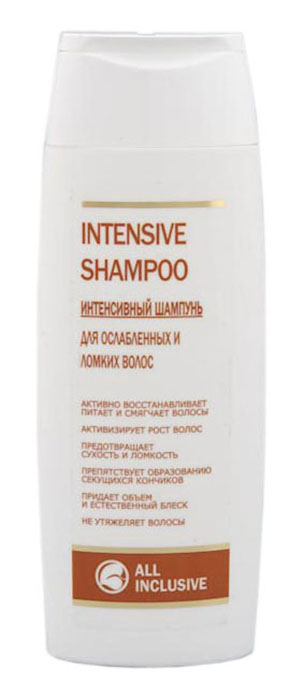 All Inclusive Intensive Shampoo - интенсивный шампунь для ослабленных и ломких волос, 250 млSatin Hair 7 BR730MN All Inclusive Intensive Shampoo - интенсивный шампунь для ослабленных и ломких волос, 250 млSatin Hair 7 BR730MNМягкий шампунь специально разработан для слабых, тусклых, ломких волос, утративших жизненную силу и нуждающихся в восстановлении. Бережно и тщательно промывает волосы и кожу головы, оживляет сухие и поврежденные волосы, препятствует сечению кончиков. D-пантенол восстанавливает поврежденные волосы, укрепляет корни, благотворно влияет на волосяную луковицу, повышая скорость роста волос, замедляющуюся с возрастом. Кератин укрепляет структуру волос, предотвращая их разрушение, возвращает волосам блеск, силу и объем. Кофеин активизирует кровообращение кожного покрова головы. Крапива укрепляет корни волос, ускоряет их рост, устраняет сухость, ломкость и выпадение волос, придает волосам здоровый вид, эластичность и мягкость.