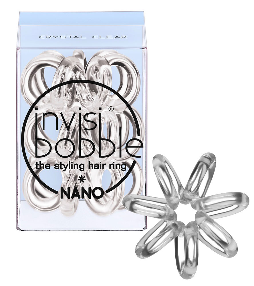 Invisibobble Резинка для волос Nano Crystal Clear, 3 штSatin Hair 7 BR730MN Invisibobble Резинка для волос Nano Crystal Clear, 3 штSatin Hair 7 BR730MNСкрытую в элегантной высокой прическе или переливающуюся на солнце, скрепляя хвост - эту прозрачную резинку invisibobble crystal clear из коллекции NANO обожают все! Коллекция invisibobble NANO создана специально для создания причесок! Резиночки invisibobble NANO гораздо меньше в размере, чем invisibobble ORIGINAL, тем самым они идеально подходят для создания самых разнообразных причесок, а также для детских волос. Резинки invisibobble подходят для всех типов волос, надежно фиксируют причёску, не оставляют заломов и не вызывают головную боль благодаря неравномерному распределению давления на волосы. Кроме того, они не намокают и не вызывают аллергию при контакте с кожей, поскольку изготовлены из искусственной смолы.C резинками invisibobble можно легко создавать разные прически. Резинки прочно держат волосы любой длины, при этом не стягивая их слишком туго. Телефонный провод позволяет с легкостью и без вреда для волос протягивать пряди под спираль и ослаблять уже закрепленные для придания объема прическе. Миниатюрные резинки NANO идеальны для закрепления косичек и небольших прядей.Не комедогенна.