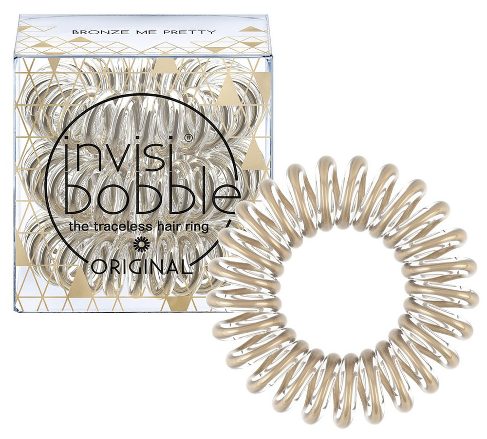 Invisibobble Резинка-браслет для волос Time To Shine Bronze Me Pretty, 3 штSatin Hair 7 BR730MN Invisibobble Резинка-браслет для волос Time To Shine Bronze Me Pretty, 3 штSatin Hair 7 BR730MNОригинальные резинки-браслеты invisibobble в форме телефонного шнура, созданные в Германии. К самому блестящему сезону Invisibobble представляет коллекцию Time to Shine. Ярко-розовый цвет - вчерашний день. Бронзовый гораздо красивее, и оттенок Pretty in Bronze (бронзовый) это доказывает! Резинки invisibobble подходят для всех типов волос, надежно фиксируют прическу, не оставляют заломов и не вызывают головную боль благодаря неравномерному распределению давления на волосы. Кроме того, они не намокают и не вызывают аллергию при контакте с кожей, поскольку изготовлены из искусственной смолы.