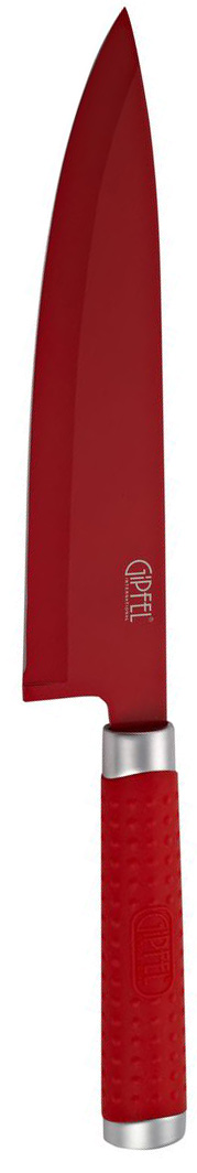 Нож разделочный Gipfel Zing, цвет: красный, длина лезвия 20,3 смFS-91909 Нож разделочный Gipfel Zing, цвет: красный, длина лезвия 20,3 смFS-91909Разделочный нож Gipfel Zing изготовлен из высококачественной нержавеющей стали с лазерной эмблемой бренда. Ножи прекрасно держат заточку, не ржавеют, очень прочны и легки в использовании и уходе. Удобная рукоятка ножа, выполненная из нержавеющей стали с силиконовым покрытием, не позволит выскользнуть ему из руки. Нож Gipfel Zing займет достойное место среди аксессуаров на вашей кухне.