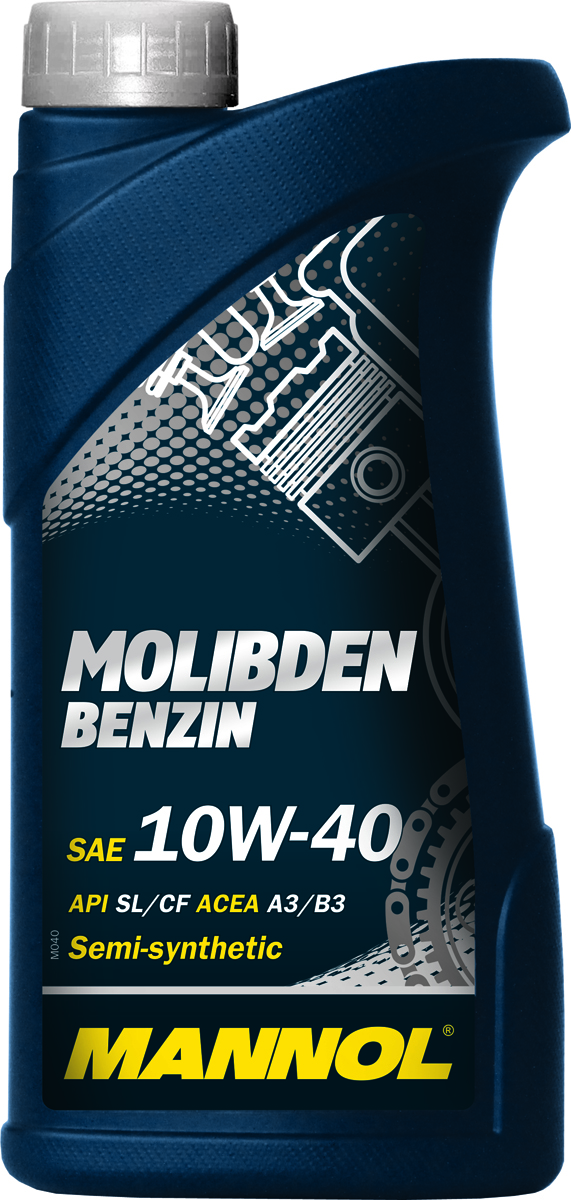 Моторное масло MANNOL Molibden Benzin, 10W-40, API SL/CF, полусинтетическое, 1 лS03301004 Моторное масло MANNOL Molibden Benzin, 10W-40, API SL/CF, полусинтетическое, 1 лS03301004Mannol Molibden Benzin 10W40 - универсальное всесезонное полусинтетическое моторное масло, предназначенное для новых поколений всех типов двигателей. Эффективно снижает износ на всех режимах работы двигателя за счет формирования на сопряженных поверхностях трения уникальной защитной пленки, выдерживающей экстремальные нагрузки. Исключает задир. Обладает оптимальными низкотемпературными характеристиками. Отличается стабильной вязкостью в течение всего срока эксплуатации. Предотвращает угар масла.Допуски и соответствия ACEA A3/B3