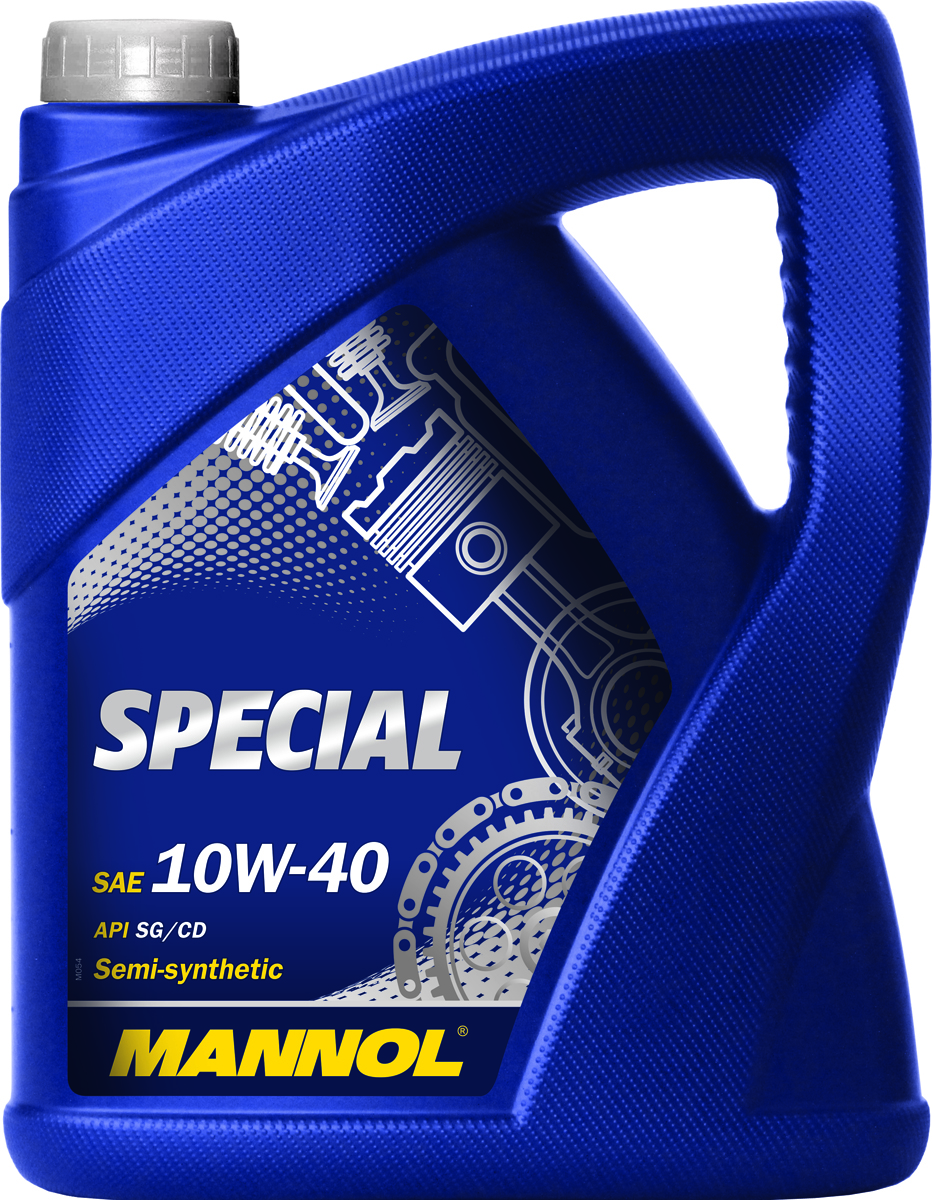 Моторное масло MANNOL Special, 10W-40, API SG/CD, полусинтетическое, 5 лS03301004 Моторное масло MANNOL Special, 10W-40, API SG/CD, полусинтетическое, 5 лS03301004Mannol Special 10W-40 - всесезонное полусинтетическое моторное масло, разработанное для применения в бензиновых и дизельных двигателях. Обладает высокой стойкостью к старению. Эффективно снижает нагаро- и лакообразование. Обеспечивает надежную смазку деталей двигателя. Содержит малозольный пакет присадок, способствующий продлению рабочего ресурса катализатора дожига отработавших газов.Допуски и соответствия VW 501.01/505.00, MB 229.1