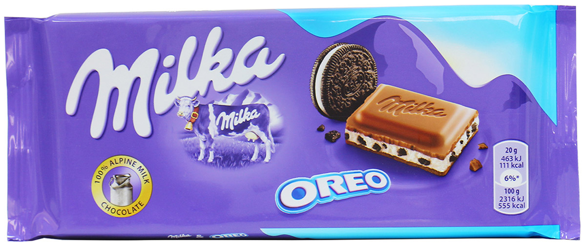 Milka Oreo, молочный шоколад с кусочками печенья, 100 г0120710 Milka Oreo, молочный шоколад с кусочками печенья, 100 г0120710Нежный альпийский молочный шоколад Милка - настоящее наслаждение, а прекрасное печенье орео - незабываемое впечатление. Вместе они замечательная пара, которой нет равных. Что же будет, если объединить эту вкуснотищу в одно целое? Ответ прост - божественно вкусная Milka Oreo! Она порадует вас нежным и вкусным шоколадом, в котором как будто бы растворились мелкие кусочки хрустящего печенья Oreo с нежной начинкой. Уже захотелось вкусняшку? Заказывайте прямо сейчас и берите сразу на всех!