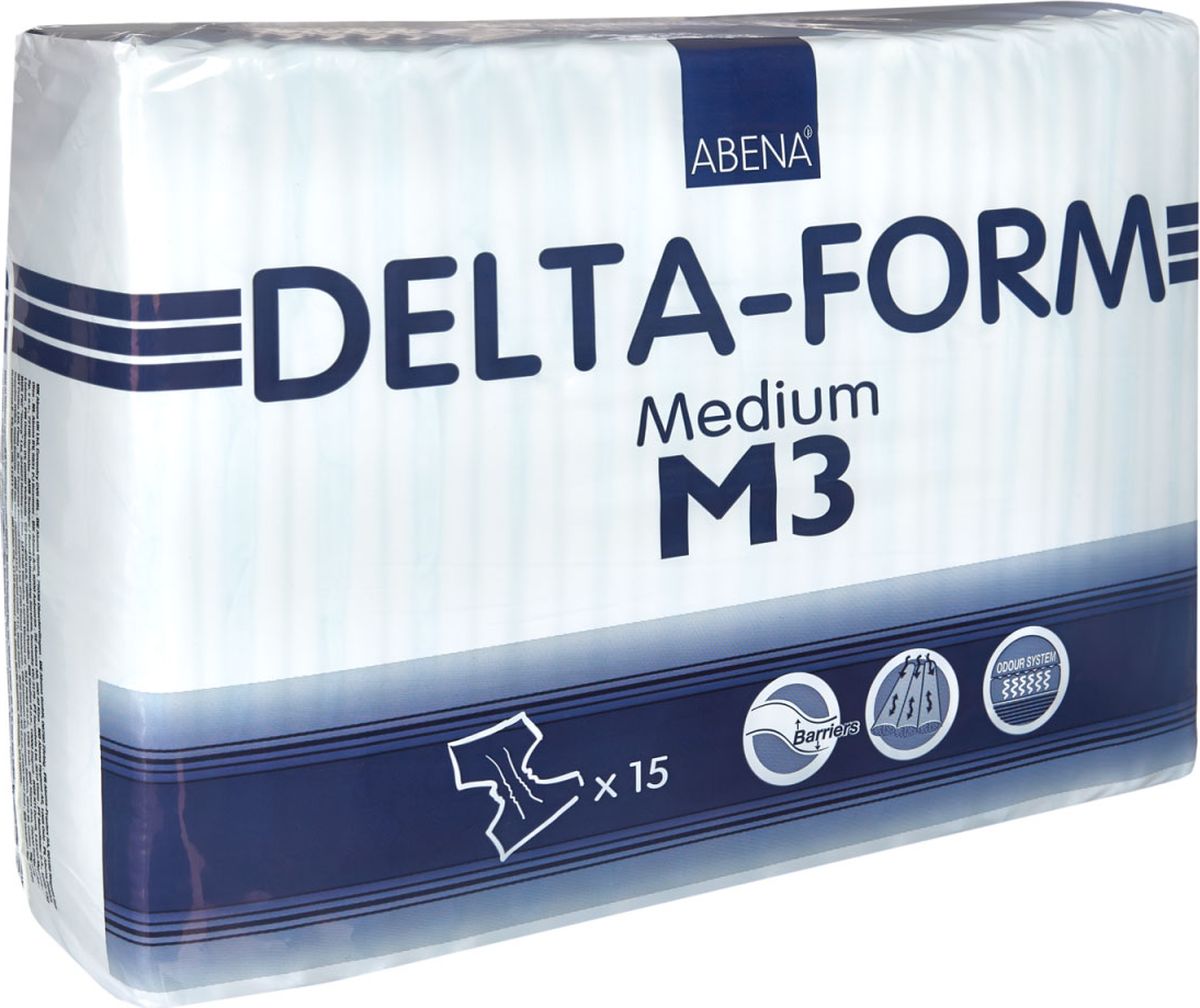 Abena Подгузники для взрослых Delta-Form M3 15 шт000 000 00031 Abena Подгузники для взрослых Delta-Form M3 15 шт000 000 00031Abena Подгузники для взрослых Delta-Form M3, 15 шт, впитываемость 2800 г, размер 70-110 см
