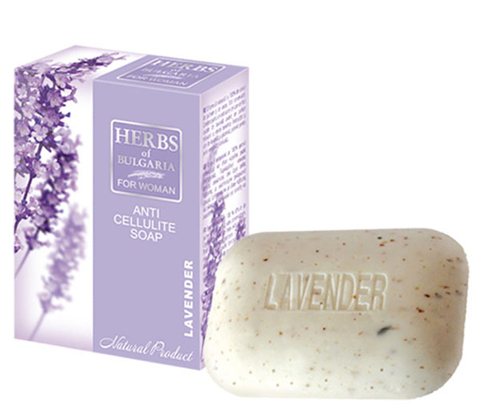 Herbs of Bulgaria Lavender Антицеллюлитное мыло для женщин, 100 г72523WD Herbs of Bulgaria Lavender Антицеллюлитное мыло для женщин, 100 г72523WDИсключительное по своим качествам мыло, сделанное из чистых растительных пальмовых и кокосовых масел, обогащенное эксфолиирующими частицами из цветков лаванды, глицерином и специальным экстрактом кофе с выраженным антицеллюлитным эффектом. Очищает, смягчает и тонизирует кожу. Натуральная формула без консервантов. Нежные отшелушивающие частицы сухих цветков лаванды обеспечивают удаление мертвых клеток и придают благотворный и расслабляющий аромат.