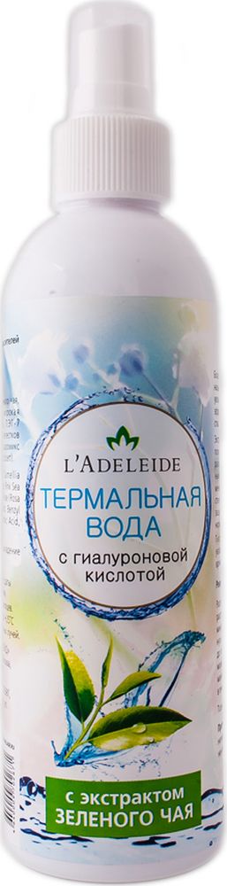 LAdeleide Термальная вода с экстрактом зеленого чаяFS-00897 LAdeleide Термальная вода с экстрактом зеленого чаяFS-00897Благодаря высокой минеральной насыщенности обеспечивает питание, увлажнение и защиту кожи. Усиливает эффект любого косметического средства.Экстракт зеленого чая насыщает кожу полезными микроэлементами и минералами. Обладает антибактериальными свойствами, нормализует обменные процессы в клетках, способствует очищению кожи и сужению пор, защищает кожу от ультрафиолета, нормализует цвет лица.Гиалуроновая кислота помогает увлажнить кожу. Борется с преждевременным старением кожи.