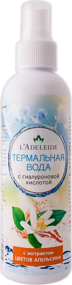 LAdeleide Термальная вода с экстрактом цветов апельсинаFS-00897 LAdeleide Термальная вода с экстрактом цветов апельсинаFS-00897Благодаря высокой минеральной насыщенности обеспечивает питание, увлажнение и защиту кожи. Усиливает эффект любого косметического средства.Флердоранж (цветы апельсинового дерева) обладает чарующим магическим ароматом, который оказывает успокаивающее влияние на психо-эмоциональное состояние человека. Гиалуроновая кислота помогает увлажнить кожу. Борется с преждевременным старением кожи.