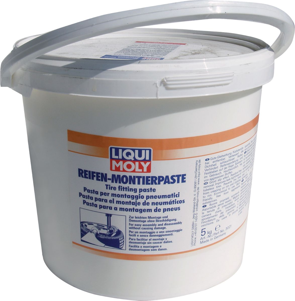 Монтажная паста для колес Liqui Moly Reifen-Montierpaste, 5 кг80462 Монтажная паста для колес Liqui Moly Reifen-Montierpaste, 5 кг80462Паста для облегчения монтажа шин на диски, облегчает скольжение, предотвращает повреждение и закусывание боковины шины. Применяется для всех видов резиновых шин.