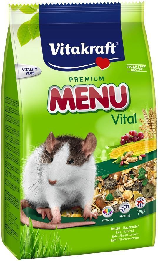 Корм для крыс Vitakraft Menu, 1 кг0120710 Корм для крыс Vitakraft Menu, 1 кг0120710Сбалансированный корм для крыс. Содержит все необходимые для жизнедеятельности вещества. Улучшает состояние и внешний вид животного. Содержит комплекс веществ, уменьшающих запах.