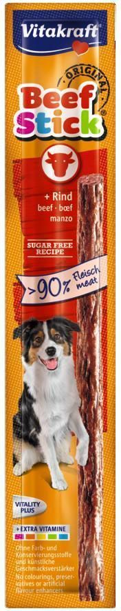 Колбаска для собак Vitakraft Beef-Stick, говядина, 12 г0120710 Колбаска для собак Vitakraft Beef-Stick, говядина, 12 г0120710Натуральные мясные колбаски, без консервантов, красящих веществ и искусственных усилителей вкуса. Используются в качестве дополнения к основному корму и для поощрения при дерессировке.
