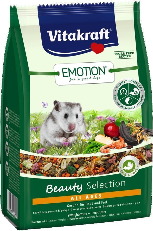 Корм для карликовых хомяков Vitakraft Beauty Selection, 300 г0120710 Корм для карликовых хомяков Vitakraft Beauty Selection, 300 г0120710Сбалансированный корм для карликовых хомяков. Содержит пребиотик инулин, все жизненно важные аминокислоты и докозагексаеновую кислоту, важную для функции сердца, головного мозга и иммунной системы. Содержит ценные масла,обеспечивающие красивую и здоровую шерсть.