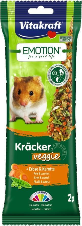 Крекеры для хомяков Vitakraft Veggie, горох, морковь, 2 шт.0120710 Крекеры для хомяков Vitakraft Veggie, горох, морковь, 2 шт.0120710Крекеры с инновационным Tri-Vita Complex: ДГК (докозагексаеновая кислота) для поддержания функции сердца, мозга, иммунной системы, пребиотик для здорового пищеварения и правильный баланс аминокислот, увеличивающий пищевую ценность. Изготовлены по уникальной технологии трехкратного запекания, максимально сохраняющей полезные свойства.