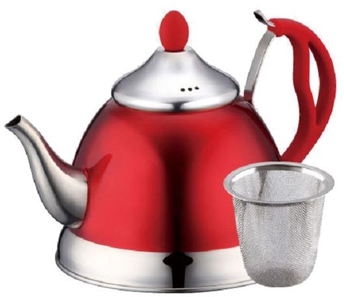 Чайник заварочный Elff Decor с ситечком, цвет: красный, 1 л115510 Чайник заварочный Elff Decor с ситечком, цвет: красный, 1 л115510Чайник Высококачественная нержавеющая сталь 18/10 с цветным покрытием 3-х слойное капсульное дно, обеспечивающее равномерное нагревание Удобная ручка из нержавеющей стали и силикона Съемная крышка из нержавеющей стали и силикона Съемное ситечко из нержавеющей стали Подходит для всех источников нагрева, включая индукционные печи Емкость-1,0 л