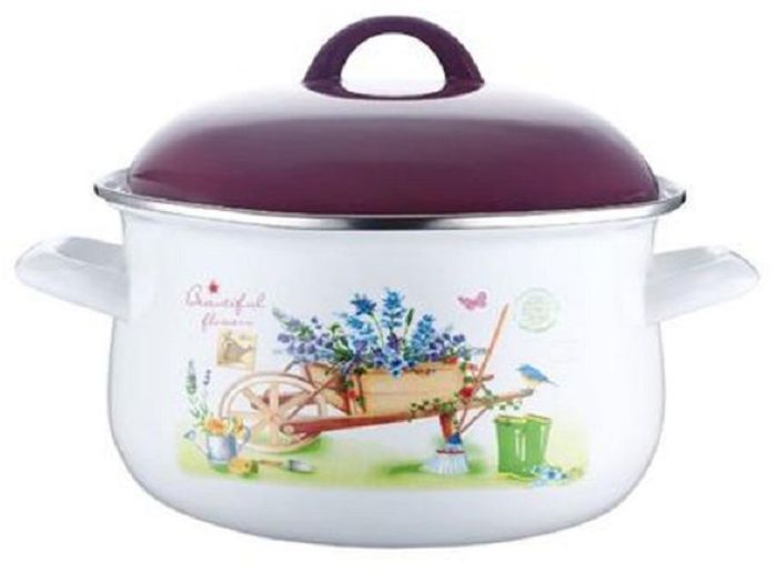Кастрюля эмалированная Elff Decor с крышкой, 3,7 л94672 Кастрюля эмалированная Elff Decor с крышкой, 3,7 л94672Кастрюля с эмалированным покрытием. Внешнее покрытие эмаль. Металлическая, эмалированная крышка. Металлические ручки ,покрытые эмалью Подходит для всех видов кухонных плит. d.22см Объем - 3,7л