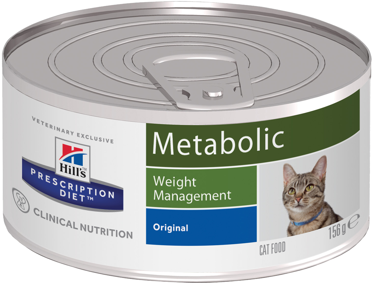 Консервы для кошек Hills Metabolic, диетические, для коррекции веса, 156 г0120710 Консервы для кошек Hills Metabolic, диетические, для коррекции веса, 156 г0120710Корм консервированный Hills Metabolic - передовая программа контроля веса у кошек. Революционная формула Hills Prescription Diet Metabolic Advanced Weight Solution учитывает индивидуальные потребности каждого питомца. Благодаря последним достижениям в области нутригеномики, новый рацион Hills оптимизирует процесс сжигания жиров на генном уровне. Он позволяет вашему питомцу безопасно и быстро прийти к идеальному весу и надолго сохранить стройность. Ключевые преимущества: - простой, эффективный способ снижения веса, который не требует изменения режима кормления домашнего животного; - клинически доказано: обеспечивает безопасное снижение жировой массы за 2 месяца на 29%; - при отсутствии строгих ограничений или точных измерений домашние животные в среднем снижали вес на 0,7% от исходной массы тела за неделю. Состав: куриная мука, пивоваренный рис, кукурузная клейковина, порошковая целлюлоза, томатный жмых, льняное семя, сушеная мякоть свеклы, ароматизатор куриной печени, кокосовое масло, свиной жир (консервированный смесью токоферолов и лимонной кислоты), молочная кислота, хлорид калия, сульфат кальция, L-лизин, холин хлорид, сушеная морковь, DL-метионин, таурин, витамины (витамин Е, L-Аскорбил-2-полифосфат (источник витамина С), ниацин, мононитрат тиамина, витамин А, кальция пантотенат, рибофлавин, биотин, витамин В12, пиридоксина гидрохлорид, фолиевая кислота, витамин D3), минеральные вещества (сульфат марганца, сульфат железа, оксид цинка, сульфат меди, йодат кальция, селенит натрия), L-карнитин, бета-каротин, фосфорная кислота, экстракт розмарина.Среднее содержание нутриентов в рационе: протеины 37,8%, жиры 12,1%, углеводы 29,2%, клетчатка (общая) 9,3%, Total Dietary Fibre 16,5%, влага 5,5%, кальций 0,96%, фосфор 0,7%, натрий 0,31%, калий 0,71%, магний 0,09%, омега-3 жирные кислоты 1,06%, омега-6 жирные кислоты 2,3%, таурин 2375 мг/кг, L-карнитин 530 мг/кг, L-Lysine 2,1%, витамин А 10211 МЕ/кг, витамин D 927 МЕ/кг, витамин Е 600 мг/кг, витамин С 90 мг/кг, бета-каротин 1,5 мг/кг. Товар сертифицирован.Уважаемые клиенты! Обращаем ваше внимание на возможные изменения в дизайне упаковки. Качественные характеристики товара остаются неизменными. Поставка осуществляется в зависимости от наличия на складе.
