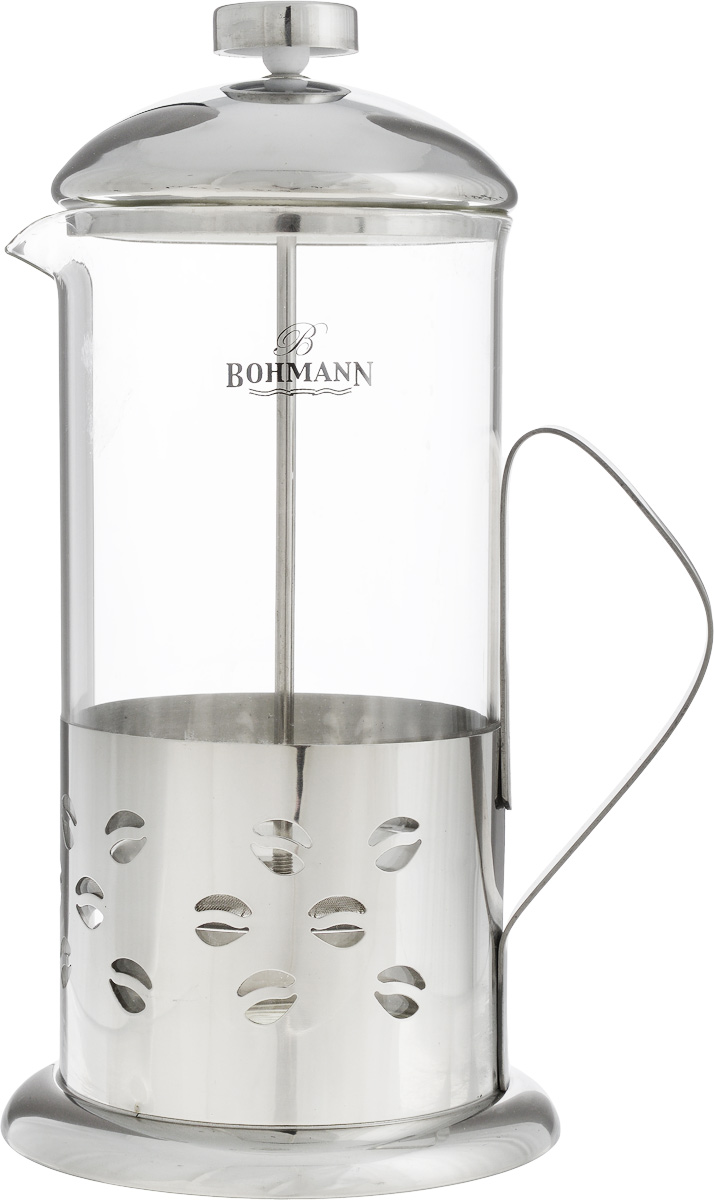 Френч-пресс Bohmann Кофе, 1 л54 009312 Френч-пресс Bohmann Кофе, 1 л54 009312Френч-пресс Bohmann Кофе станет прекрасным выбором для повседневного использования, встречи гостей или небольших вечеринок. Колба, изготовленная их закаленного стекла, сохранит свежесть и аромат напитка. А конструкция френч-пресса, встроенного в крышку, прекрасно отфильтрует чай и кофе от заварочной гущи. Удобная ручка обеспечит надежную фиксацию в руке. Утолщенный ободок колбы повышает прочность и продлевает срок службы изделия. Насыпьте чай или кофе в стеклянную колбу, добавьте горячей воды и закройте стакан пресс-фильтром. Подождите 3-5 минут, затем медленно опустите пресс-фильтр до упора. Приятного чаепития!Френч-пресс Bohmann Кофе позволит быстро и просто приготовить чай или свежий и ароматный кофе. Объем: 1 л.Диаметр (по верхнему краю): 9,5 см. Высота стенки (с учетом крышки): 24 см.