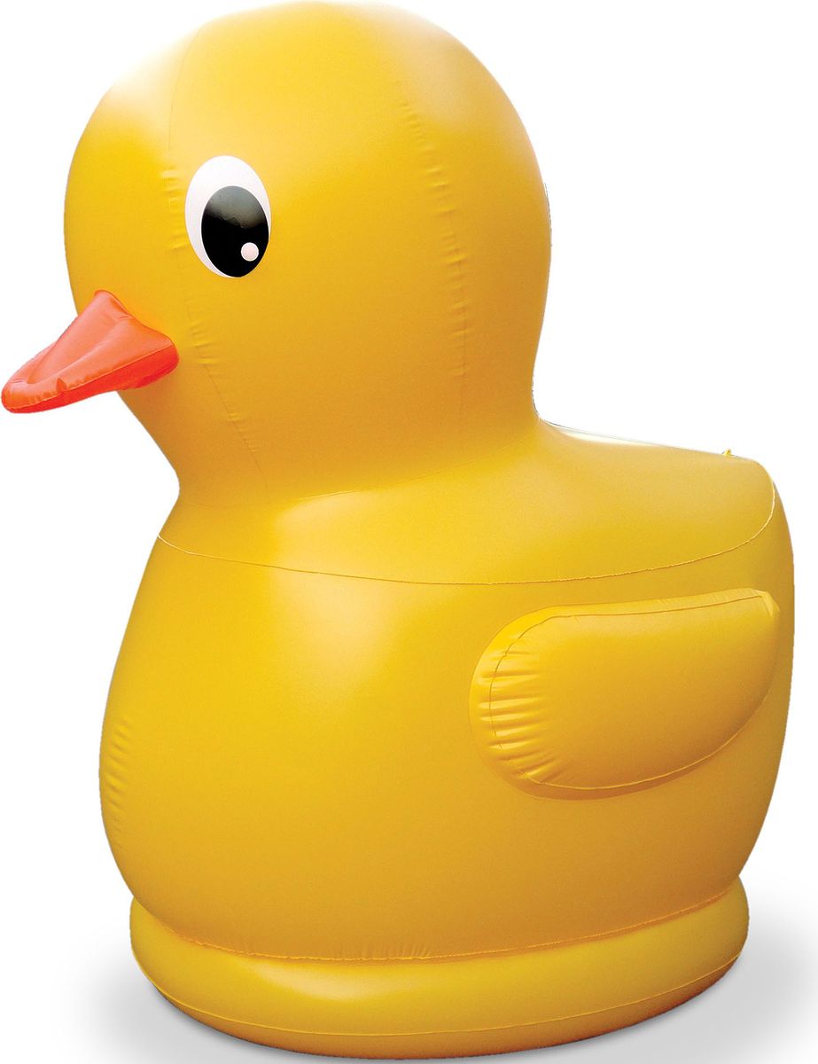 Фигура надувная BigMouth Rubber DuckieBM1637 Фигура надувная BigMouth Rubber DuckieBM1637Гигантская надувная фигура Rubber Duckie станет прекрасным украшением любой вечеринки. Это яркий, смешной и оригинальный аксессуар, который будет радовать взгляд и поднимать настроение вам и вашим гостям. Изделие выполнено из прочной резины, за счет чего выдерживает большой вес и подходит для активных пляжных игр. На него можно забраться верхом, используя вместо трамплина для прыжков в воду, а можно установить на земле, стильно декорировав задний двор и летнюю площадку частного дома. Модель оборудована встроенными фиксаторами, которые позволяют легко закрепить ее на поверхности. Для дополнительной стабильности дно можно заполнить водой. Воздухозаборник позволяет подключить к фигуре воздушный насос.