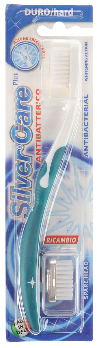 Silver Care Зубная щетка Plus, жесткая, цвет: бирюзовыйSatin Hair 7 BR730MN Silver Care Зубная щетка Plus, жесткая, цвет: бирюзовыйSatin Hair 7 BR730MNАнтибактериальная зубная щетка с жесткой щетиной Silver Care Plus рекомендуется при повышенном образовании зубного камня, в том числе курильщикам, любителям кофе, чая. Жесткие отбеливающие щетинки содержат карбонат кальция, что способствует эффективному удалению пятен.Базовая поверхность головки зубной щетки покрыта серебром 999 пробы. В комплекте - дополнительная сменная головка.