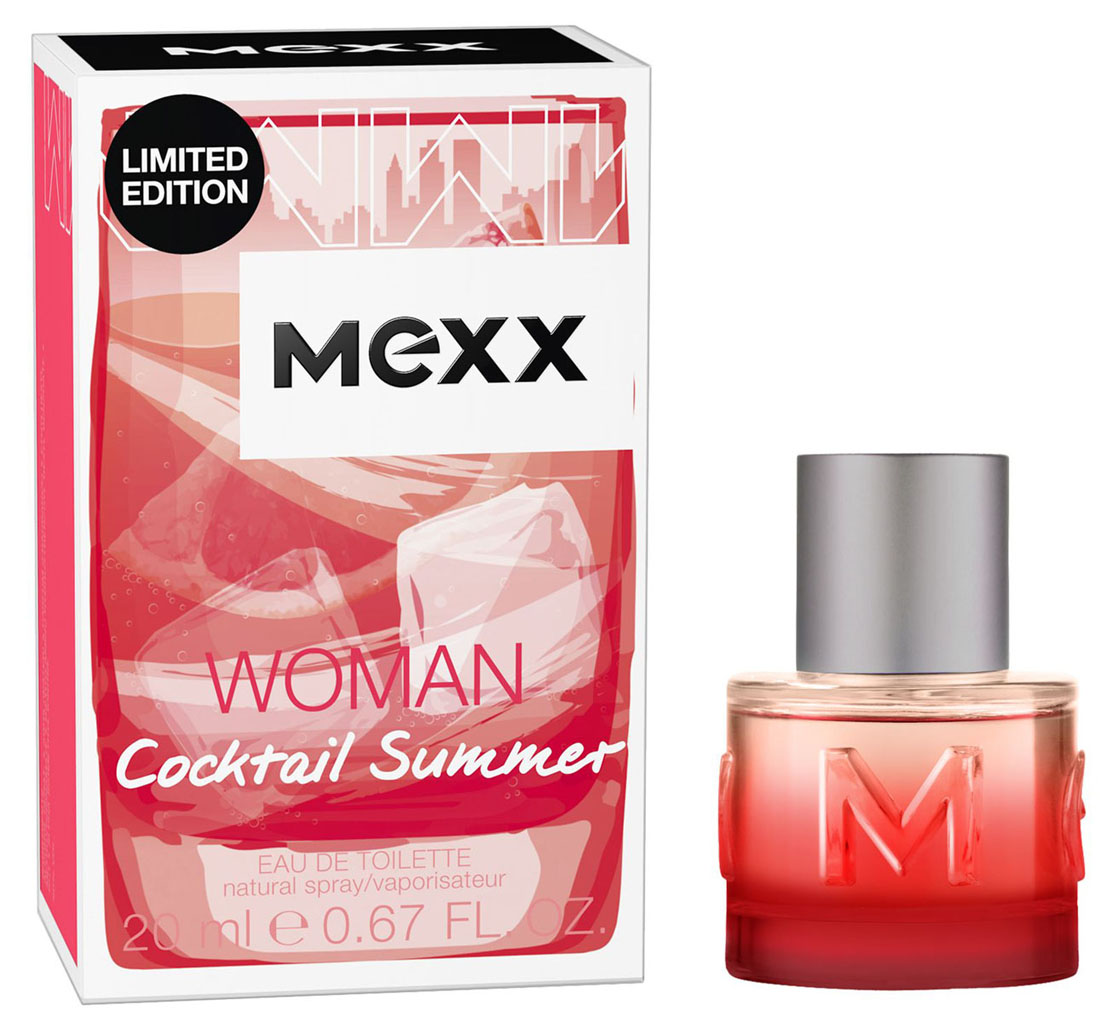 Mexx Cocktail Summer Woman Туалетная вода 20 мл28032022 Mexx Cocktail Summer Woman Туалетная вода 20 мл28032022Лето – это не только путешествия в жаркие страны. Мы знаем, как наслаждаться летом, не выезжая из города: вечером после рабочего дня солнце еще ярко светит, и мы отдыхаем, потягивая прохладные коктейли. Лето 2017 будет коктейльным!