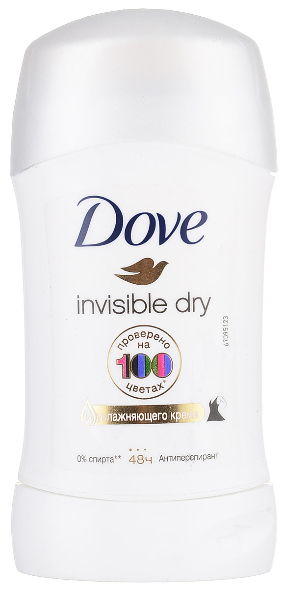 Dove Антиперспирант карандаш Невидимый 40 млFS-00897 Dove Антиперспирант карандаш Невидимый 40 млFS-00897Антиперсипрант Dove Невидимый - обеспечивает защиту от пота на 48 часов и на 1/4 состоит из особенного увлажняющего крема, который способствует восстановлению кожи после бритья, делая ее более гладкой и нежной- благодаря рецептуре с полупрозрачными микрочастицами способствует защите от белых следов Характеристики: Объем: 40 мл. Производитель: Германия. Товар сертифицирован.