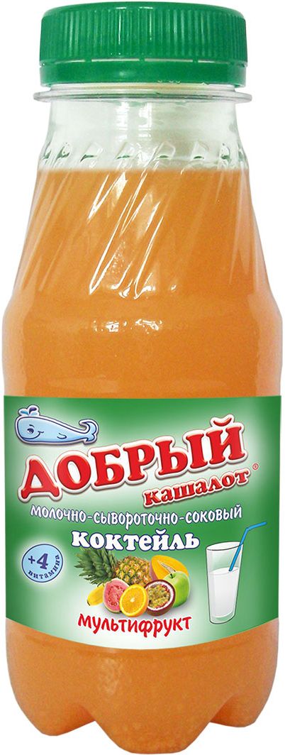 Добрый кашалот коктейль молочно-соковый мультифрукт, 6 шт по 0,25 л0120710 Добрый кашалот коктейль молочно-соковый мультифрукт, 6 шт по 0,25 л0120710Коктейли Добрый кашалот не содержат ГМО, крахмала, фруктово-ягодного пюре и прочих наполнителей. Изысканное сочетание молока, молочной сыворотки и натурального сока рождает тонкий и легкий вкус коктейлей Добрый кашалот и, несомненно, делает их приятными и полезными, а дополнительную пользу придает витаминный комплекс из 4-х витаминов (В6, Н, В5, РР).