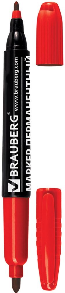 Brauberg Маркер перманентный двусторонний цвет красный0775B001 Brauberg Маркер перманентный двусторонний цвет красный0775B001Перманентный маркер предназначен для письма на любой поверхности. На противоположных концах корпуса имеет два износостойких круглых фетровых наконечника толщиной 2 и 4 мм, что обеспечивает удобство применения маркера для любых целей. Два круглых наконечника. Толщина наконечников 2 и 4 мм. Цвет чернил - красный. Водостойкие чернила. Нестираемый. Для письма на любой поверхности.