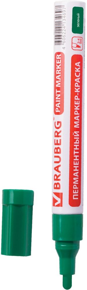 Brauberg Маркер-краска цвет зеленый72523WD Brauberg Маркер-краска цвет зеленый72523WDПредназначен для маркировки различных материалов в промышленных условиях: бетон, дерево, стекло, металл, резина, пластик. Пишет по сухим, влажным, жирным, грязным, ржавым поверхностям. Заправлен высококачественными стойкими чернилами с лаковым эффектом. Ширина линии письма - 2-4 мм. Прочный круглый наконечник из пористого акрила. Цвет чернил - зеленый. Чернила с лаковым эффектом из Великобритании компании MULTICHEM. Отличаются термо- и водостойкостью, устойчивы к выцветанию. Алюминиевый корпус. Рабочий температурный диапазон - от -15° С до +60° С.