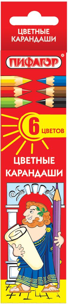 Пифагор Набор цветных карандашей 6 цветов72523WD Пифагор Набор цветных карандашей 6 цветов72523WDЦветные карандаши Пифагор изготовлены из высокосортной белой древесины и снабжены грифелем из натуральных материалов и пигментов. 6 цветов. Диаметр грифеля - 3 мм. Высокосортная древесина. Шестигранный корпус. Легко затачиваются. Картонная упаковка с европодвесом и отделкой выборочным лаком.