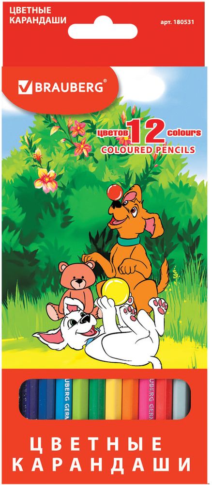 Brauberg Набор цветных карандашей My Lovely Dogs 12 цветовFS-00897 Brauberg Набор цветных карандашей My Lovely Dogs 12 цветовFS-00897В наборе 12 карандашей насыщенных цветов. Изготовлены из древесины ценных пород и оснащены мягким грифелем. Забавные щенки, изображенные на коробке с подвесом, пользуются неизменной любовью у детей дошкольного и младшего школьного возраста. 12 цветов. Диаметр грифеля - 3 мм. Высокосортная древесина. Шестигранный корпус. Легко затачиваются. Упаковка - картонная, с европодвесом.