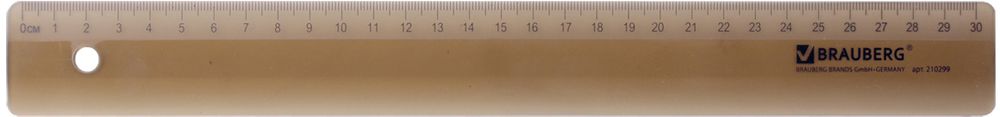 Brauberg Линейка 30 см 21029972523WD Brauberg Линейка 30 см 21029972523WDЛинейка прозрачная, тонированная из прочного пластика. Имеет безопасные закруглённые углы и четкую контрастную шкалу делений. Предназначена для чертежных работ.• Шкала - 30 см. • Фаска для работы с пером. • Толщина пластика - 2,5 мм. • Цвет - коричневый. • Упаковка с европодвесом.