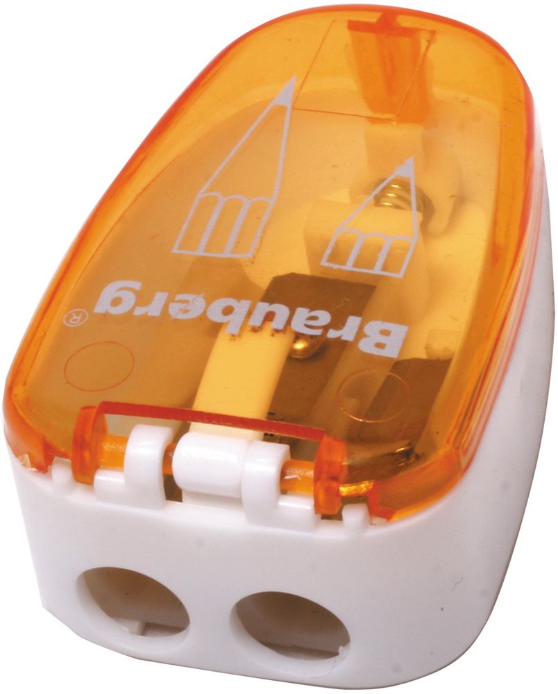 Brauberg Точилка двойная Jax с контейнеромFS-00103 Brauberg Точилка двойная Jax с контейнеромFS-00103Для разного вида заточки: острая/округлая. Качественное стальное лезвие обеспечивает лёгкое равномерное затачивание. Контейнер для стружки изготовлен из тонированного цветного пластика.• Пластиковый корпус компактных размеров. • Контейнер для сбора стружки. • 2 отверстия для карандашей разного диаметра. • Цвет - ассорти. • Упаковка с европодвесом. • Поставляется в нескольких вариантах цвета (без возможности выбора).Уважаемые клиенты! Обращаем ваше внимание на цветовой ассортимент товара. Поставка осуществляется в зависимости от наличия на складе.
