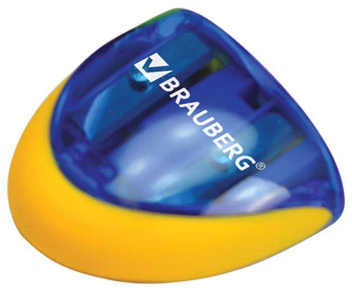 Brauberg Точилка двойная Space с контейнером72523WD Brauberg Точилка двойная Space с контейнером72523WDДля обычных и утолщённых карандашей. Качественное стальное лезвие обеспечивает лёгкое, равномерное затачивание. Прорезиненный корпус. Контейнер для стружки изготовлен из тонированного цветного пластика. Оригинальная форма в виде космического корабля.• 2 отверстия с резиновыми заглушками для карандашей разного диаметра. • Пластиковый прорезиненный корпус. • Контейнер для сбора стружки. • Цвет - ассорти. • Размер - 2,3х4,5х4,5 см. • Упаковка - дисплей. • Поставляется в нескольких вариантах цвета (без возможности выбора).Уважаемые клиенты! Обращаем ваше внимание на цветовой ассортимент товара. Поставка осуществляется в зависимости от наличия на складе.