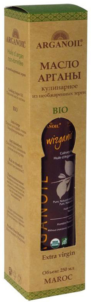 ArganOil масло арганы из необжаренных зерен, 250 мл0120710 ArganOil масло арганы из необжаренных зерен, 250 мл0120710BIO продукт высокого качества используется в завершении процесса приготовления пищи для придания аромата блюдам на пару или салатам. Несколько капель масла, добавленных в блюдо, придадут ему особый вкус. Уникальные свойства масла Арганы объясняются его химическим составом: масло на 80% состоит из ненасыщенных жирных кислот, включая около 35% олиго-линолиевых кислот, которые не вырабатываются в организме человека и могут быть получены только извне. Наличие этих кислот в организме препятствуют старению клеток кожи и снижают риск сердечно-сосудистых заболеваний. Масло содержит витамин А и большое количество витамина Е. Масло Арганы богато натуральными антиоксидантами – полифенолами и токоферолами, которые выводят из организма токсины и шлаки. Обладает противовоспалительным эффектом, защищает клетки человеческого организма от разрушения под воздействием вредных свободных радикалов.