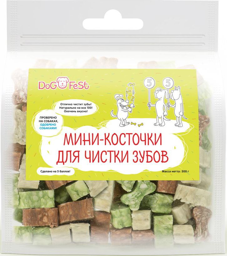 Лакомство для собак Dog Fest Мини косточки для чистки зубов, 500 г0120710 Лакомство для собак Dog Fest Мини косточки для чистки зубов, 500 г0120710Мини косточки для чистки зубов