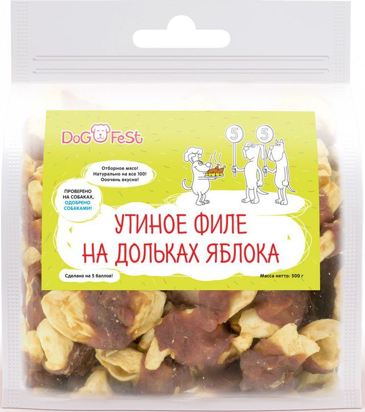 Лакомство для собак Dog Fest Утиное филе на дольках яблока, 500 г0120710 Лакомство для собак Dog Fest Утиное филе на дольках яблока, 500 г0120710Утиное филе на дольках яблока