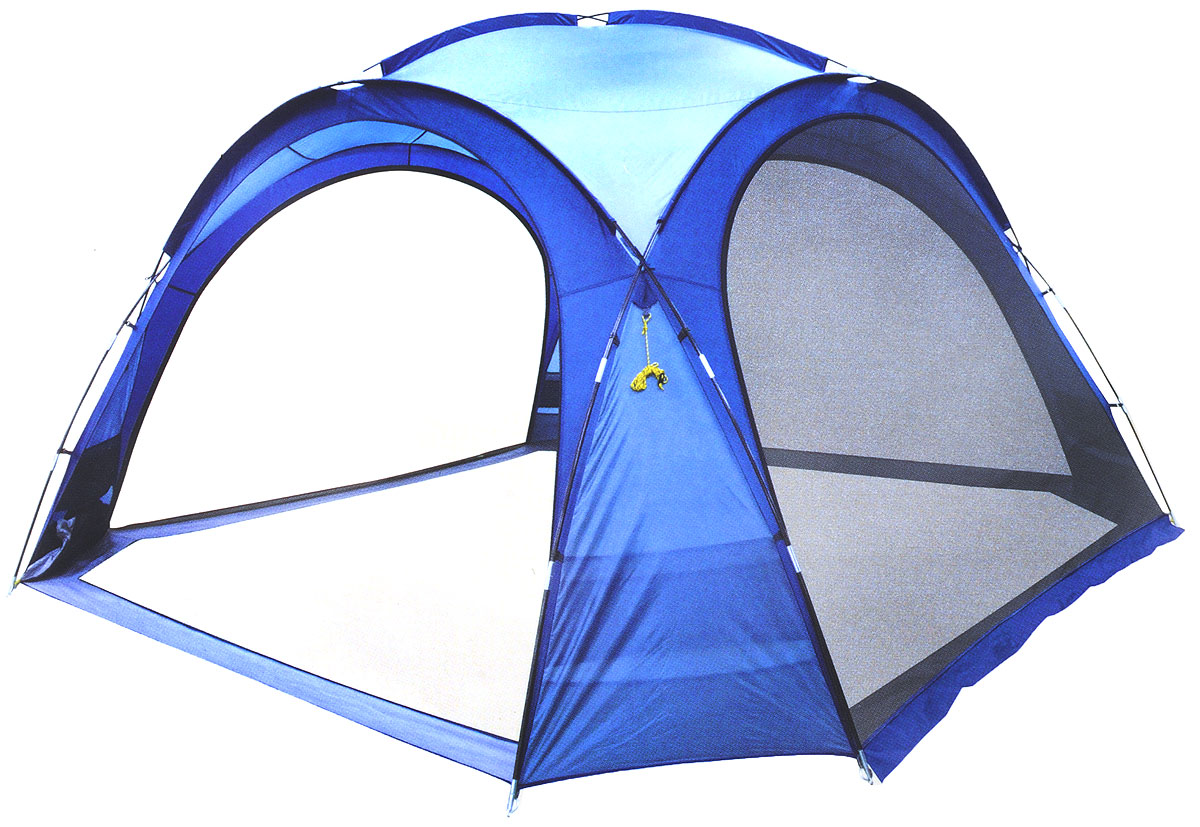 Шатер-тент Trek Planet Event Dome, четырехугольный, 425 х 425 х 235 см, цвет: синий, голубойWS 7064 Шатер-тент Trek Planet Event Dome, четырехугольный, 425 х 425 х 235 см, цвет: синий, голубойWS 7064Универсальный шатер четырехугольной формы Trek Planet Event Dome с огромным внутренним помещением, отлично подойдет как для дачи, так и в качестве беседки на природе или вечеринки с друзьями! Съемные двери из москитной сетки со всех 4-х сторон, что позволяет шатру отлично проветриваться, защищая от насекомых. При желании все двери можно свернуть в специальные карманы по углам тента.Особенности шатра:Легко собирается и разбирается,Очень устойчив на ветру,Большие съемные москитные сетки-двери со всех сторон, убирающиеся в специальные карманы,Каркас: прочные дуги из стеклопластика,Вместительный карман для мелочей в каждом углу шатра,Защитный полог на дверях защищает от насекомых,Возможность подвески фонаря в шатре.Палатка упакована в сумку-чехол с ручками, застегивающуюся на застежку-молнию. Размер шатра: 425 см х 425 см х 235 см.Водостойкость тента: 1000 мм.Материал дуг: стеклопластик 12,7/9,5 мм.Размер в сложенном виде: 23 см х 87 см.