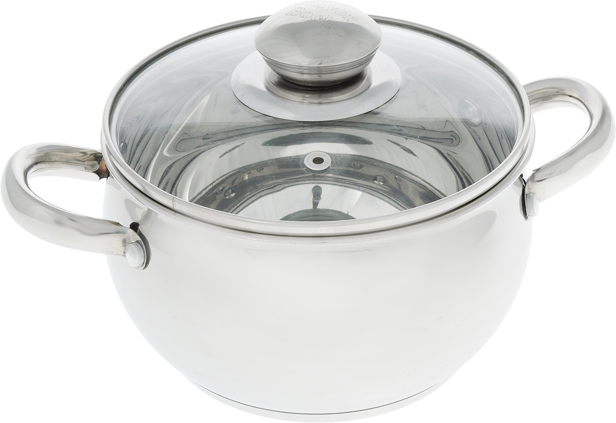Кастрюля Mayer & Boch с крышкой, 2,1 л. 2323394672 Кастрюля Mayer & Boch с крышкой, 2,1 л. 2323394672Кастрюля Mayer & Boch изготовлена из высококачественной нержавеющей стали с термоаккумулирующим дном. Нержавеющая сталь обладает высокой устойчивостью к коррозии, не вступает в реакцию с холодными и горячими продуктами и полностью сохраняет их вкусовые качества. Внутренняя поверхность идеально ровная, что значительно облегчает мытье. Особая конструкция дна способствует высокой теплопроводности и равномерному распределению тепла. Материал удерживает тепло по всей поверхности изделия, благодаря чему пища равномерно и быстро нагревается. Посуда идеальна для приготовления здоровой пищи с минимальным количеством жира, что обеспечивает снижение потери полезных витаминов, минеральных веществ и сохраняет аромат приготовленных блюд. Посуда очень удобна в использовании, практична и элегантна. Крышка выполнена из термостойкого стекла, имеет металлический ободок и отверстие для выпуска пара, стекло позволит наблюдать за процессом приготовления пищи. Подходит для всех типов плит, включая индукционные. Можно мыть в посудомоечной машине.Внутренний диаметр кастрюли: 16 см.Ширина кастрюли (с учетом ручек): 25 см.Высота стенки: 10,5 см.Толщина стенки: 0,5 мм.Толщина дна: 4 мм.
