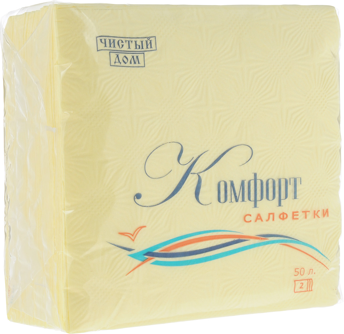 Салфетки бумажные Чистый дом Комфорт, двухслойные, цвет: желтый, 24 х 24 см, 50 шт787502 Салфетки бумажные Чистый дом Комфорт, двухслойные, цвет: желтый, 24 х 24 см, 50 шт787502Двухслойные салфетки Чистый дом Комфорт выполнены из 100% целлюлозы. Салфетки подходят для косметического, санитарно-гигиенического и хозяйственного назначения. Нежные и мягкие. Салфетки украшены узором.Размер салфеток: 24 х 24 см.
