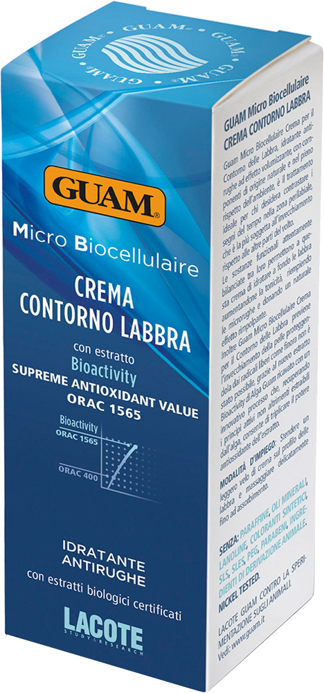 Guam Крем для губ Micro Biocellulaire 15 мл1151 Guam Крем для губ Micro Biocellulaire 15 мл1151Увлажняющий крем против морщин, увеличивающий объем губ. Это идеальное решение для тех, кто хочет минимизировать признаки старения в наиболее уязвимой для увядания зоне на лице вокруг губ. Активные компоненты тщательно сбалансированы, обеспечивают глубокое увлажнение губ, повышают тонус, заполняют маленькие морщинки, создают естественный эффект уплотнения.