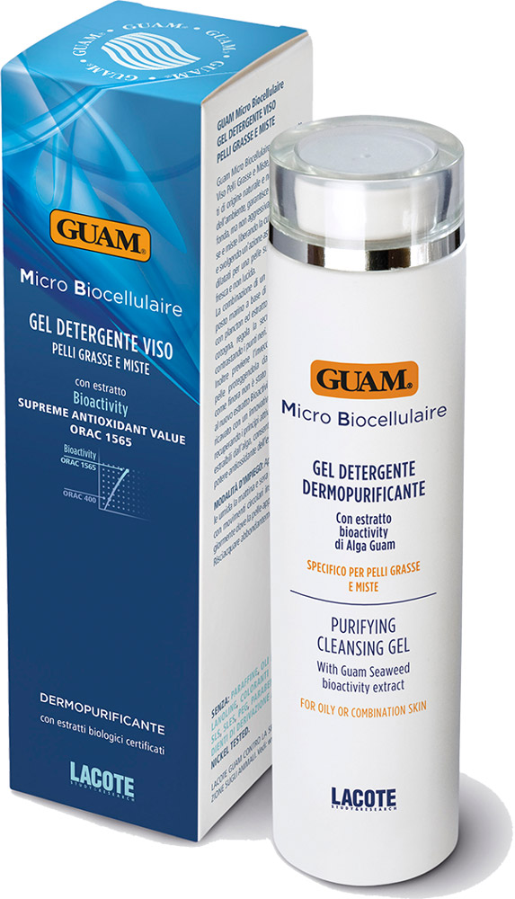 Guam Очищающий гель Micro Biocellulaire 200 мл1106 Guam Очищающий гель Micro Biocellulaire 200 мл1106Обеспечивает глубокое неагрессивное очищение, подходящее жирной и комбинированной коже. Освобождает кожу от загрязнений, оказывает сужающее действие на расширенные поры, кожа выглядит обновленной, свежей и без жирного блеска. Сочетание особой морской смеси на основе морских водорослей и планктона с экстрактом айвы, регулирует секрецию сальных желез, убирает черные точки.