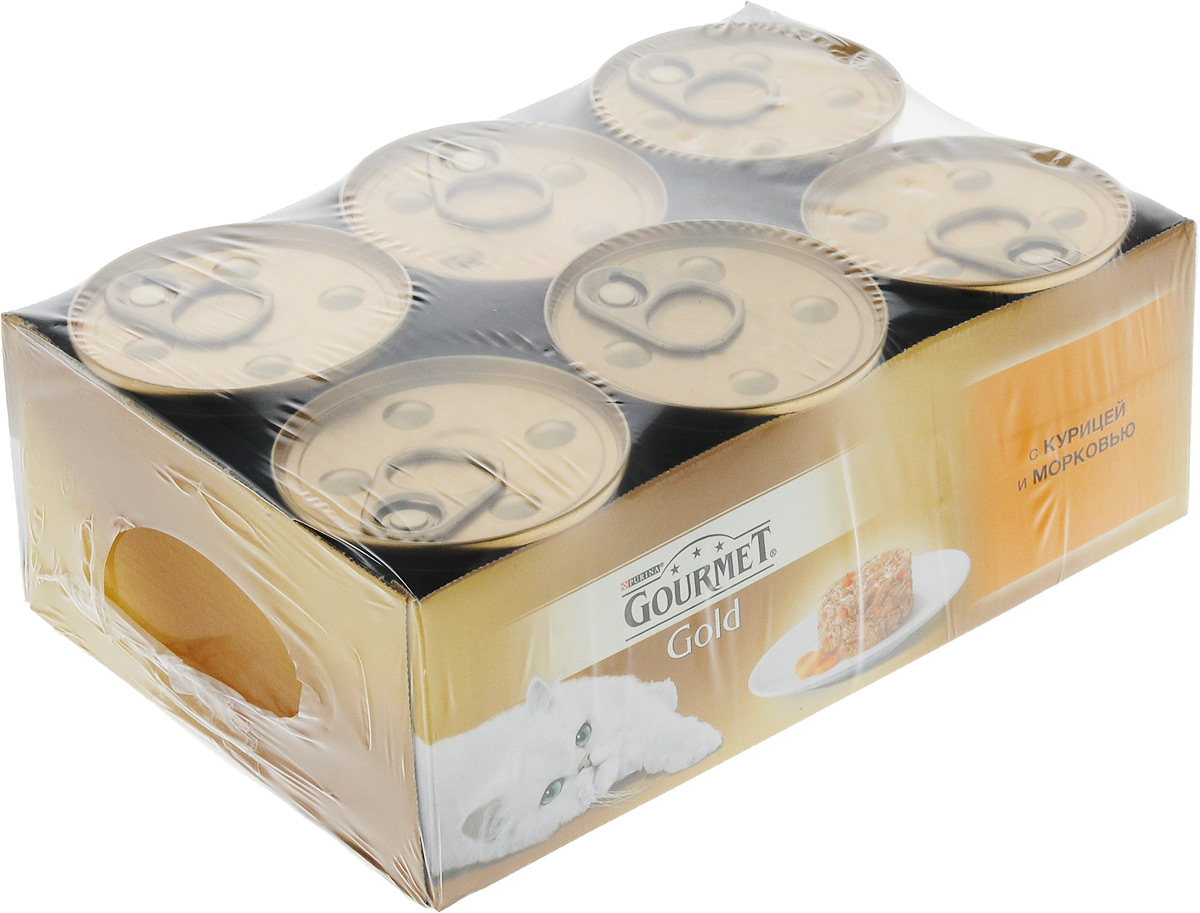 Консервы для кошек Gourmet Gold Нежные биточки, с курицей и морковью, 85 г, 12 шт0120710 Консервы для кошек Gourmet Gold Нежные биточки, с курицей и морковью, 85 г, 12 шт0120710Консервы для кошек Gourmet Gold Нежные биточки - это золотая коллекция вкусов и текстур, такие как террин по-французски, паштет, нежные биточки и другие роскошные блюда, перед которыми не устоит даже самая взыскательная кошка. Состав: мясо и продукты переработки мяса (из которых курица 4%), экстракт растительного белка, овощи (7% моркови из сухой моркови), рыба и продукты переработки рыбы, минеральные вещества, красители, сахара, витамины. Добавленные вещества: МЕ/кг: витамин A 1040; витамин D3 160; мг/кг: железо 12; йод 0,3; медь 1,05; марганец 2,3; цинк 22. Гарантируемые показатели: влажность 74,0%; белок 17,0%; жир 4,0%; сырая зола 2,0%; сырая клетчатка 1,1%.Товар сертифицирован.