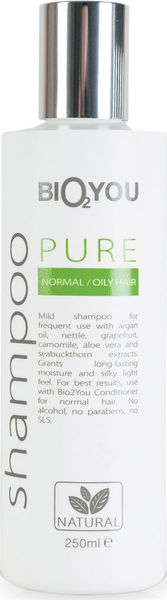 BIO2You Шампунь Pure для нормальных волос, 250 мл961661 BIO2You Шампунь Pure для нормальных волос, 250 мл961661Нежный натуральный шампунь для частого использования с облепихой. Увлажняeт и делаeт волосы шелковистыми, легкими, обеспечивая сияние. Не содержит спирта, парабенов и SLS.