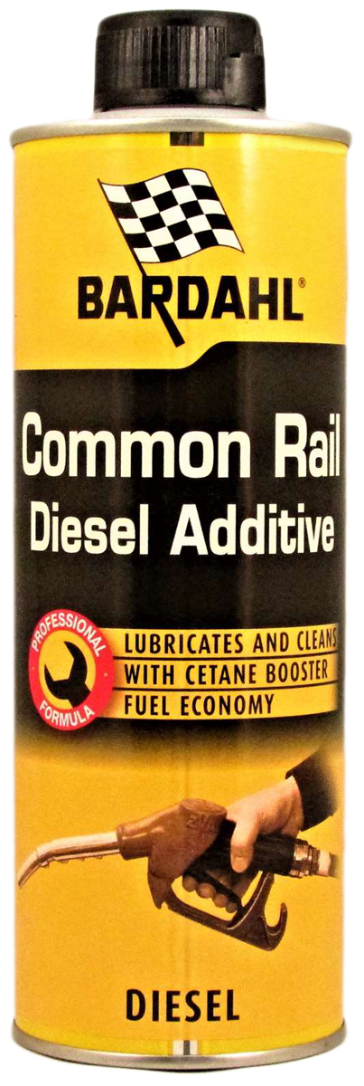 Добавка-очиститель Bardahl Common Rail Diesel Additive, в дизельное топливо, 500 мл121182 Добавка-очиститель Bardahl Common Rail Diesel Additive, в дизельное топливо, 500 мл121182Bardahl Common Rail Diesel Additive эффективно воздействует на различные компоненты системы впрыска и цилиндропоршневой группы:Смазывает верхнюю часть цилиндров и поршневых колец, компенсируя малое содержание серы в современном дизельном топливе. Снижает нагарообразование на выпускных клапанах, предохраняет седло клапана от преждевременного износа. Увеличивает цетановое число, устраняет детонацию и самовоспламенение, облегчает воспламенение топливной смеси, способствует более мягкой работе двигателя, уменьшению шумности его работы. Повышает производительность, мощность и приемистость двигателя. Связывает и выводит воду из топлива, тем самым предотвращает заедание и заклинивание форсунок и топливного насоса. Снижает предельную температуру фильтруемости дизельного топлива на 7°С (тест IFP № 74709), температуру помутнения (NF-T60105) и температуру застывания в зимний период. Облегчает холодный запуск при низкой температуре. Сокращает расход топлива до 5%. Очищает, защищает и поддерживает топливную систему в чистоте. Уменьшает количество и токсичность выхлопных газов. Совместим с каталитическими конверторами и противосажевыми фильтрами. Смешивается со всеми видами дизельного топлива. Bardahl Common Rail Diesel Additive зарегистрирована Агентством по охране окружающей среды (Environmental Protection Agency, USA) как средство, снижающее расход топлива и, поэтому уменьшающее количество вредных выхлопных газов. ПрименениеВлить присадку Bardahl Common Rail Diesel Additive в топливный бак перед его заправкой, а затем заполнить бак соответствующим количеством дизельного топлива. Флакон объемом 500 мл предназначен для обработки 60 литров дизельного топлива. Рекомендуется применять через каждые 3000 км пробега. В зимний период заливать присадку до снижения температуры ниже +5°С.