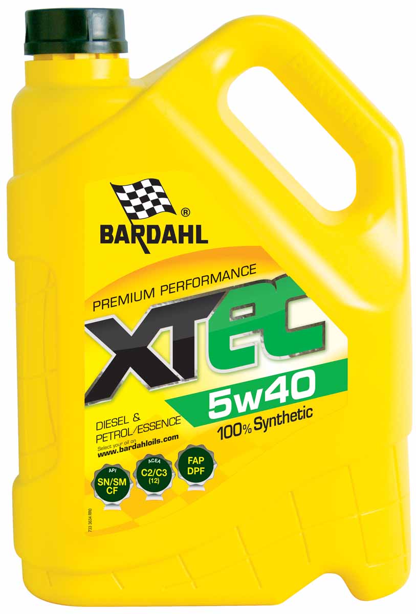 Масло моторное Bardahl XTEC, синтетическое, 5W-40, 5 л153631 Масло моторное Bardahl XTEC, синтетическое, 5W-40, 5 л153631Специальное синтетическое масло премиум класса, разработано для бензиновых и дизельных двигателей последнего поколения, оснащенных системами очисти выхлопных газов, которые требуют использования масла LOW-SAPS (с низким содержанием золы, фосфора и серы). Благодаря уникальной формуле, продукт имеет высокую вязкость HTHS и обеспечивает экономию топлива. Этот продукт обеспечивает высочайшую производительность, отличные противоизносные свойства, высокую текучесть при низких температурах и сохраняет стабильную вязкость при ее росте. Идеально для спортивного стиля вождения, благодаря высокой концентрации Polar Plus - Fullerene C60, значительно увеличивает производительность двигателя, защищая его от износа и коррозии. ACEA C3 API SM-CF OEM MB 229.51-226.5 / BMW Longlife 04/VW502.00-505.01 /Ford WSS-M2C917A / Renault RN0700-RN0710 / GM dexos 2 / Porsche А40