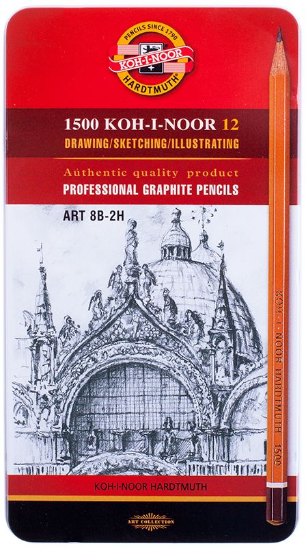 Koh-I-Noor Набор чернографитных карандашей 1500 Art 12 шт72523WD Koh-I-Noor Набор чернографитных карандашей 1500 Art 12 шт72523WDПрофессиональные высококачественные чернографитные карандаши из дерева от всемирно известного канцелярского гиганта Koh-i-Noor. Подходят для чертежных и оформительских работ. Карандаши предварительно заточены. Чернографитный карандаш наивысшего качества . Карандаш KOH-I-NOOR 1500 - это традиционный продукт, который выпускается компанией уже более 120 лет без всяких изменений в дизайне, в традиционном желтом корпусе, который стал визитной карточкой KOH-I-NOOR.