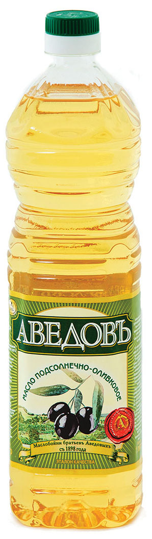 Аведовь подсолнечно-оливковое масло первый сорт, 1 л0120710 Аведовь подсолнечно-оливковое масло первый сорт, 1 л0120710Торговая марка Аведовъ получила свое название в честь купца Ивана Аведова, производившего масло на частной маслобойне еще во времена Российской Империи. Масло Аведовъ в процессе производства проходит 7 степеней очистки:1. Первичная грубая очистка от нежировых примесей;2. Первичная тонкая очистка от весового отстоя;3. Фильтрация на рамных фильтр-прессах;4. Гидратация масла для выведения фосфорсодержащих веществ; 5. Удаление красящих веществ; 6. Винтеризация масла для удаления воскоподобных веществ. 7. Дезодорация масла для удаления одорирующих веществ и свободных жирных кислот. Не содержит ГМО.